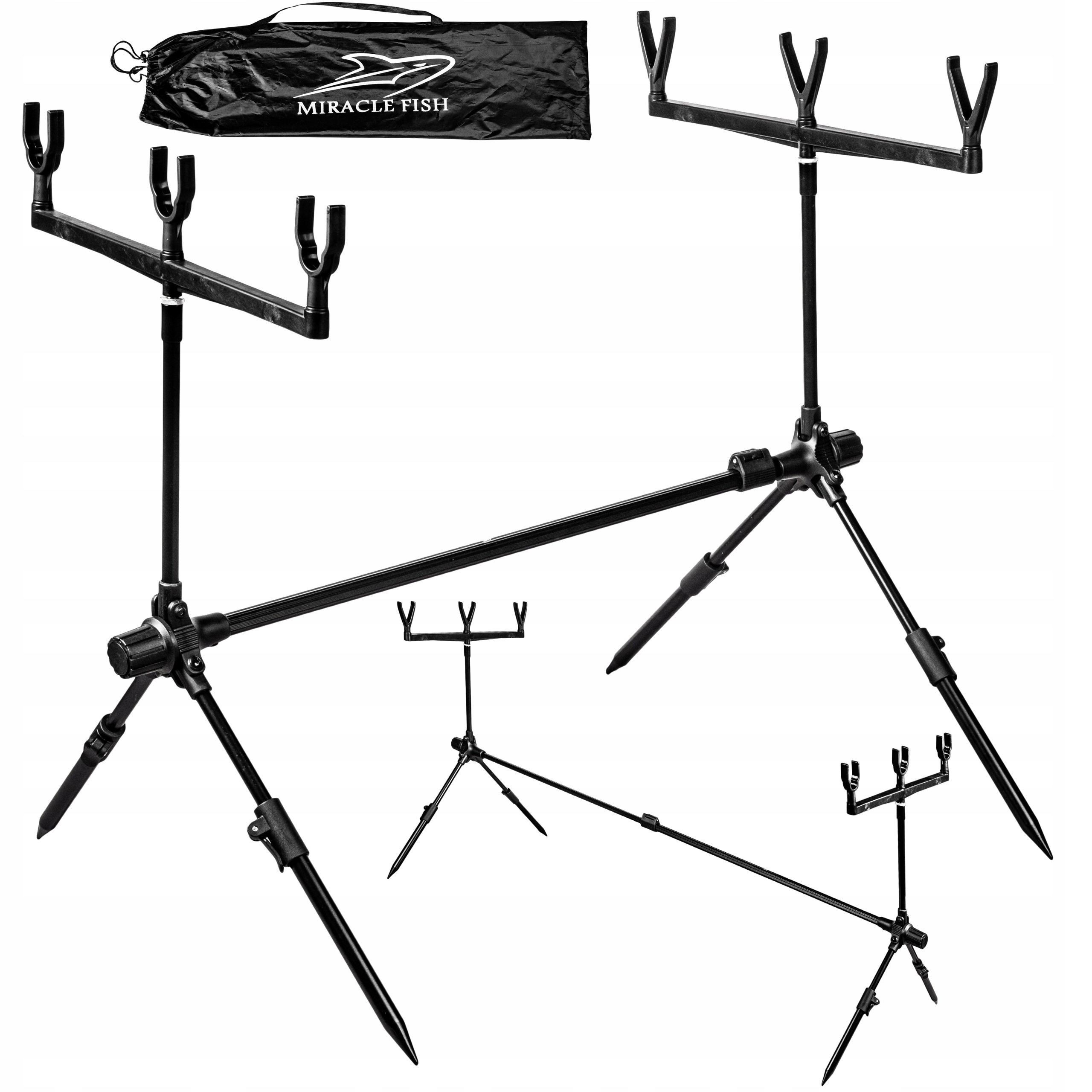 Stanowisko Karpiowe Rodpod Stojak 3 Wędki Miracle Fish Czarny