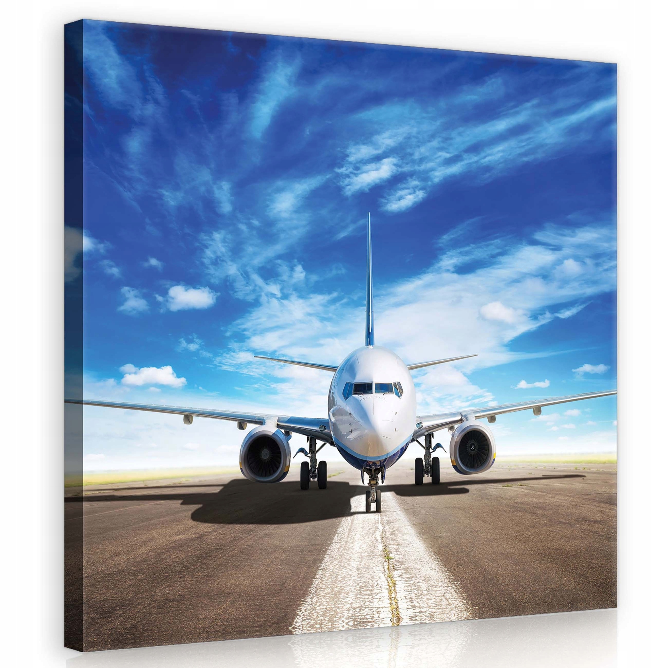 Obraz 80x80 Letadlo Letiště Startovací dráha Obloha Mraky Let Cestování Aviace