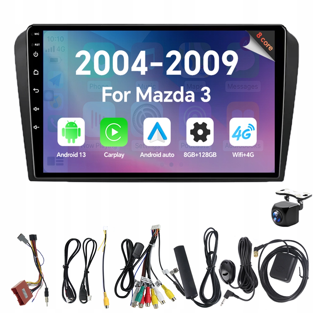 Autorádio Eunavi 2Din s Androidem 13 a 13" pro Mazda 3 Mazda3 2004-2009 s Carplay a Rds