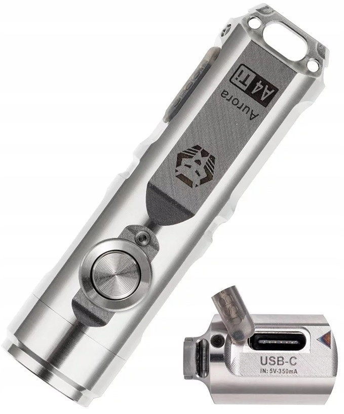 Latarka tytanowa led brelok kluczy RovyVon Aurora A4 G4 Natural 650 Lm Usb