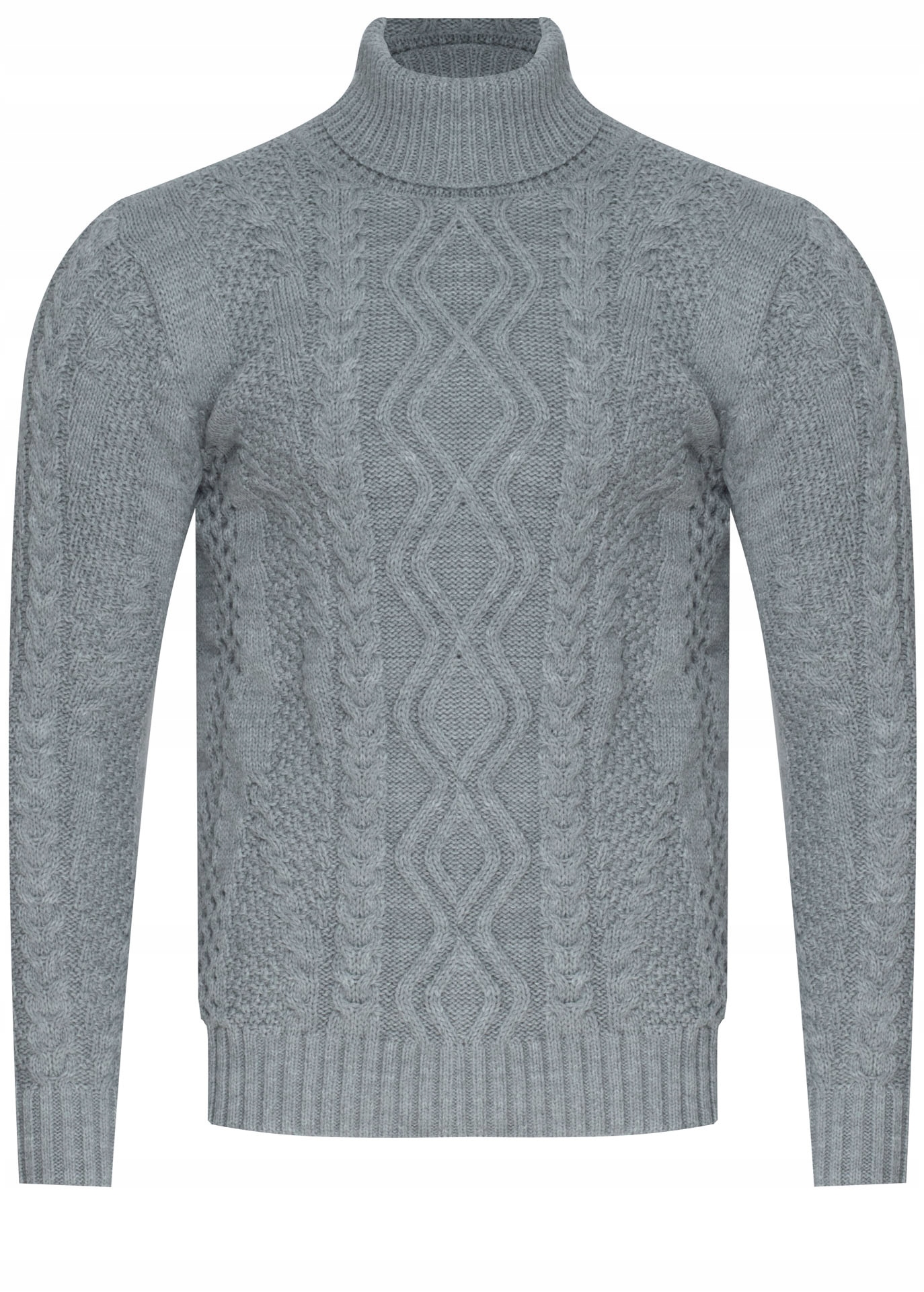 Pánský Svetr S Rolákem 3157/ŠEDÝ teplý rolák vlněný dárek k Vánocům