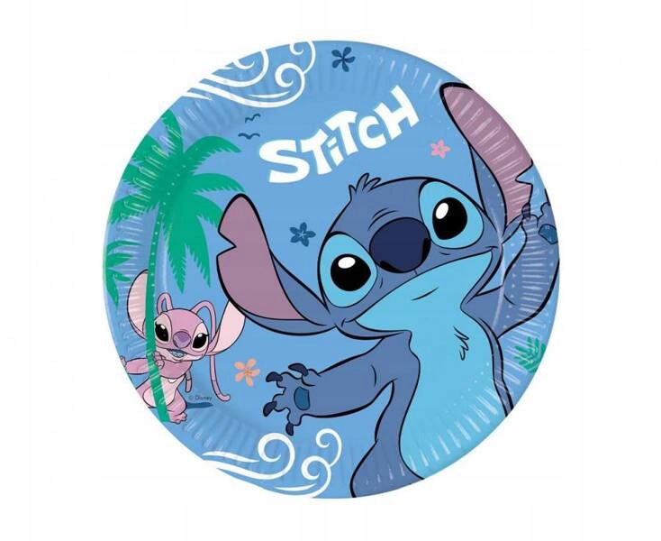 TALERZYKI PAPIEROWE STITCH & ANGEL DISNEY 23 CM 8 SZT