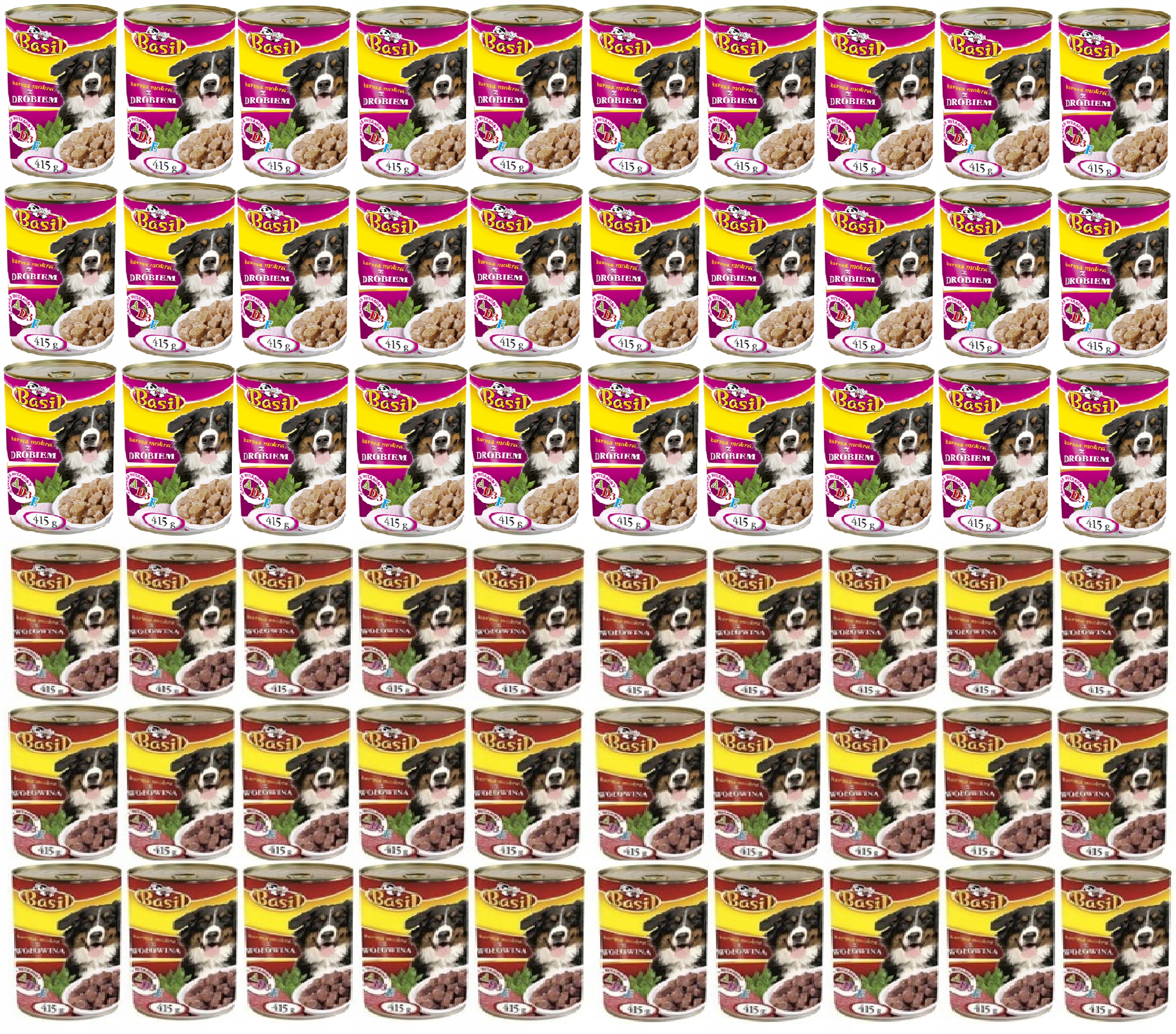 Karma mokra Basil 415g dla psa MIX 60szt.