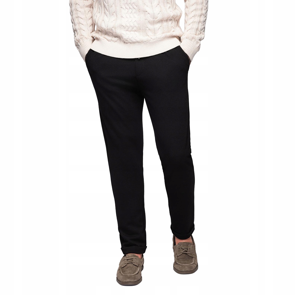 Pánské kalhoty z pique úpletu s regulací černé V2 OM-PACP-0283 vel. XL