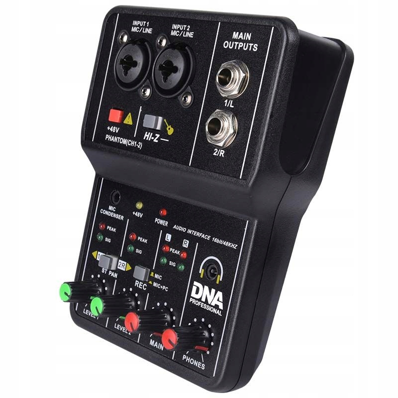 DNA MIX 2 mikser analogowy 2-kanałowy interfejs audio USB PHANTOM Marka Inna