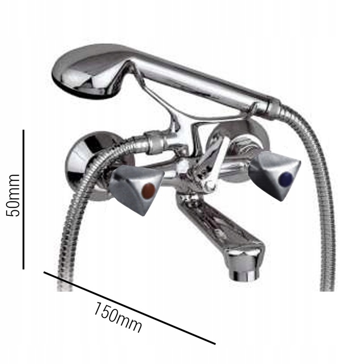 Dvoupáková Vanová Baterie S Otočnými Knoflíky A Sprchovou Soupravou Mosaz