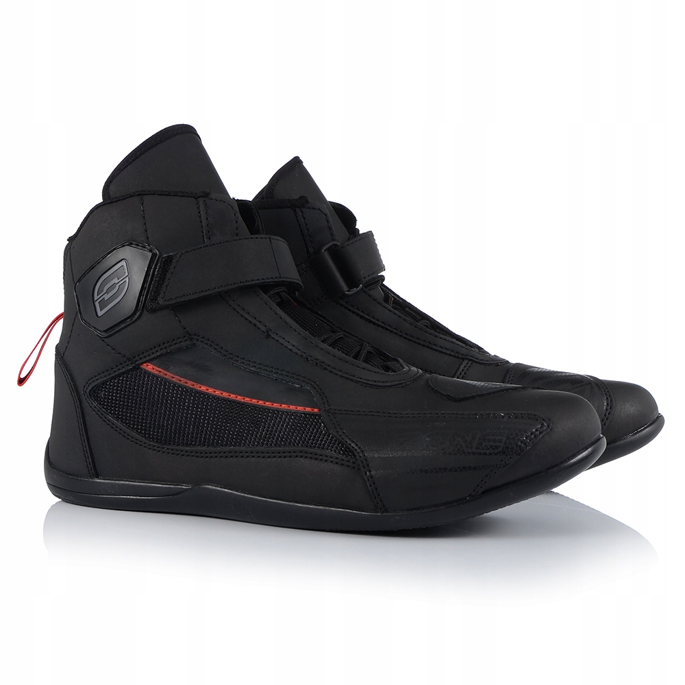 BUTY MOTOCYKLOWE MĘSKIE OZONE LETNIE KRÓTKIE SKÓRZANE MESH CZARNE Rozmiar 43