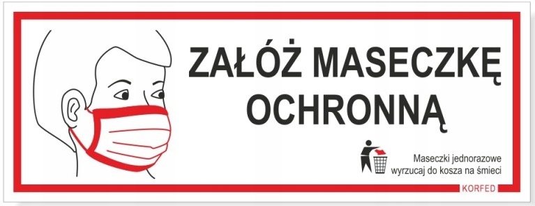 TABLICZKA informacyjna ZAŁÓŻ MASECZKĘ OCHRONNĄ