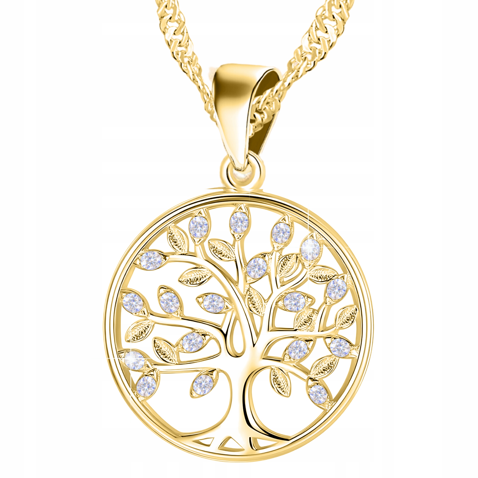 Zlatý Náhrdelník se Stromem a Zirkony Strom Života Pozlacený 585