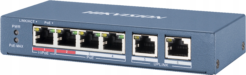 PoE Switch DS-3E0106HP-E 6-PORTOVÝ Hikvision