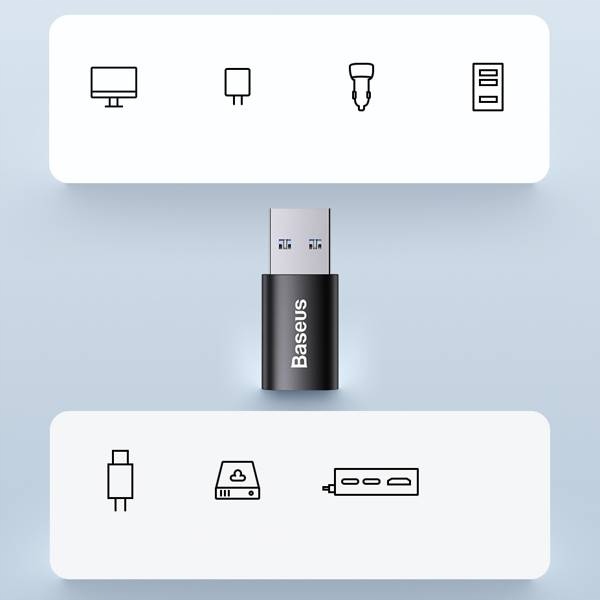 Adapter przejściówka Baseus USB do USB-C OTG 3.1 Waga produktu z opakowaniem jednostkowym 0.07 kg