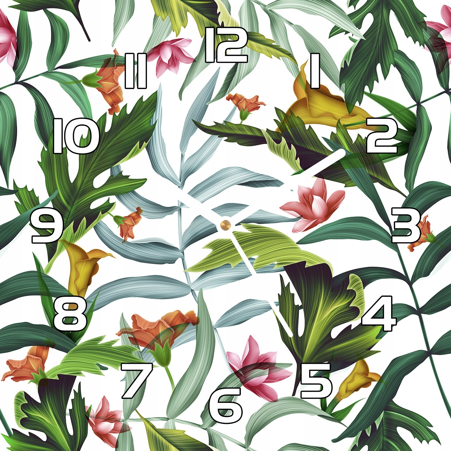 

Zegar szklany na prezent Tropikalna flora 30x30 cm