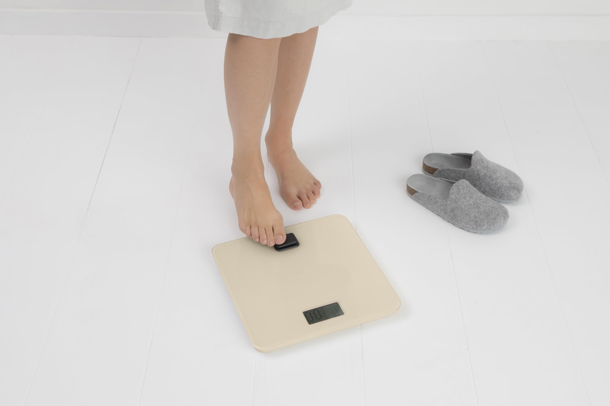 BRABANTIA Waga Łazienkowa Bez Baterii LED Do 150kg Beżowa 30x30cm — miniatura 5