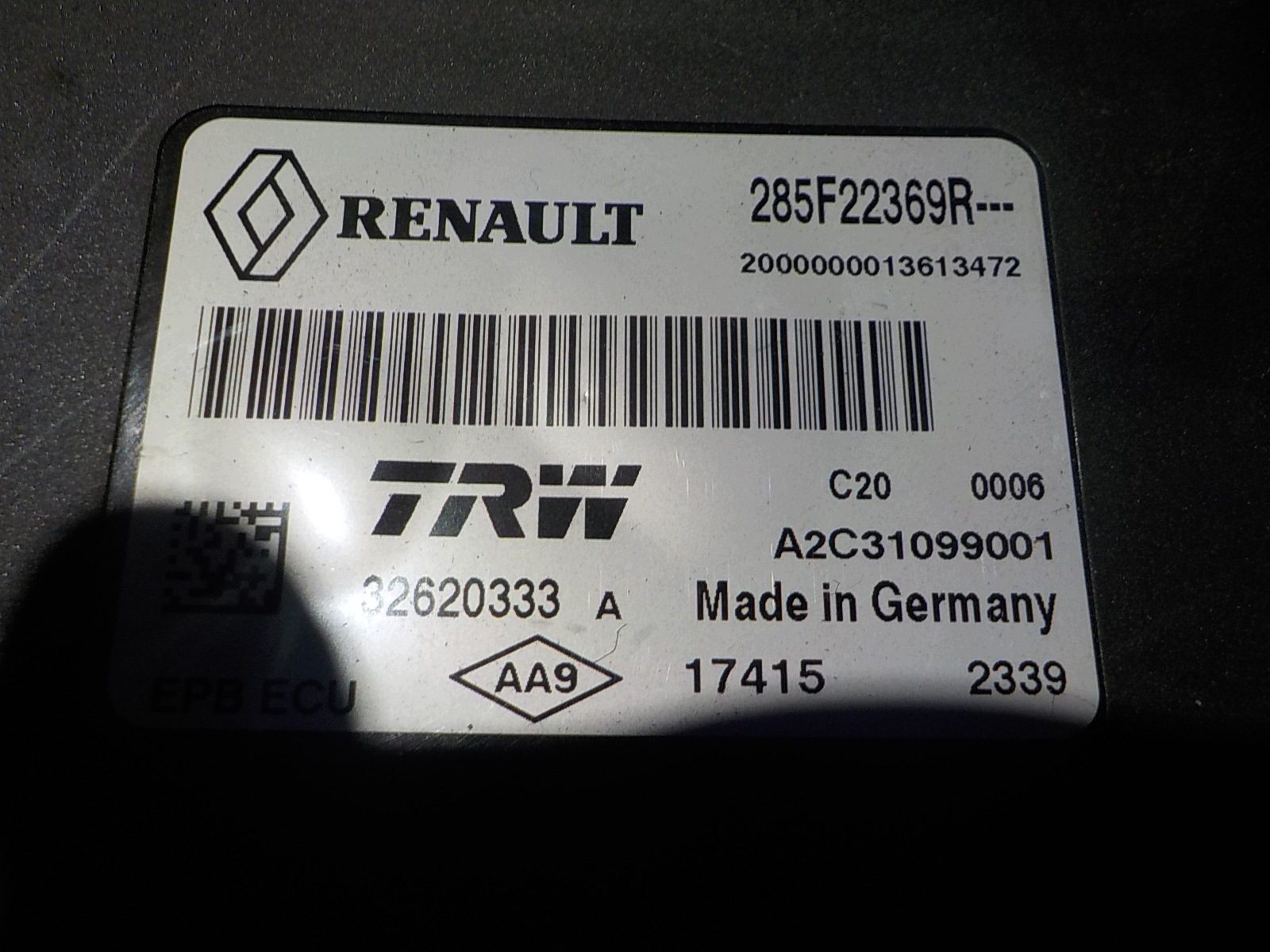 RENAULT SCENIC III Module Frein 285F22369R TRW
