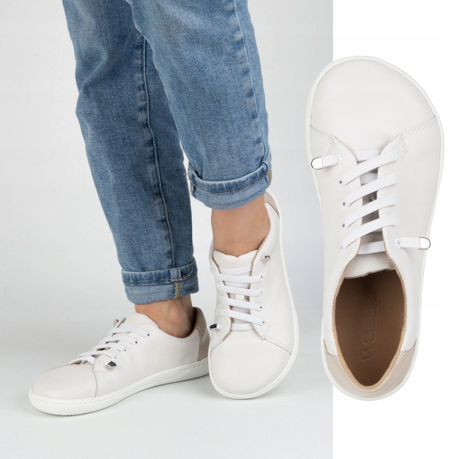 Buty damskie barefoot minimalistyczne skórzane 0771W białe 41