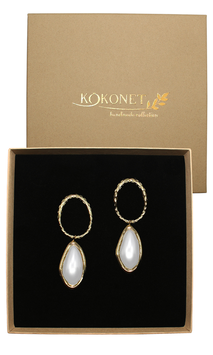 zlaté kruhové náušnice ovál Perlové závěsné efektní dámské svatební Vintage