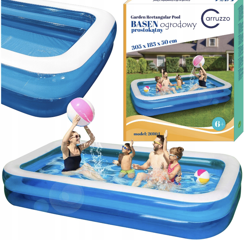 BASEN OGRODOWY DMUCHANY ROZPOROWY 305x183 + PIŁKA