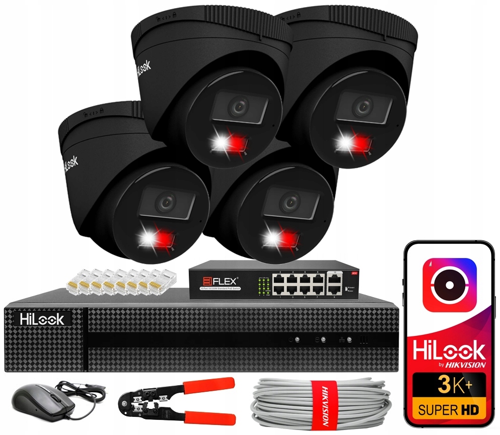 Zestaw do Monitoringu Ip 4 Kamery 6MPx IPC-T160HA-LU Black Zewnętrzny