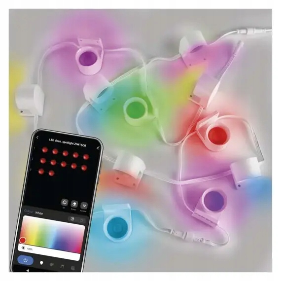 Emos GoSmart Led bodové svítidlo řetěz 255 cm, 12 dílů, 7 W, Rgbic+cct, s