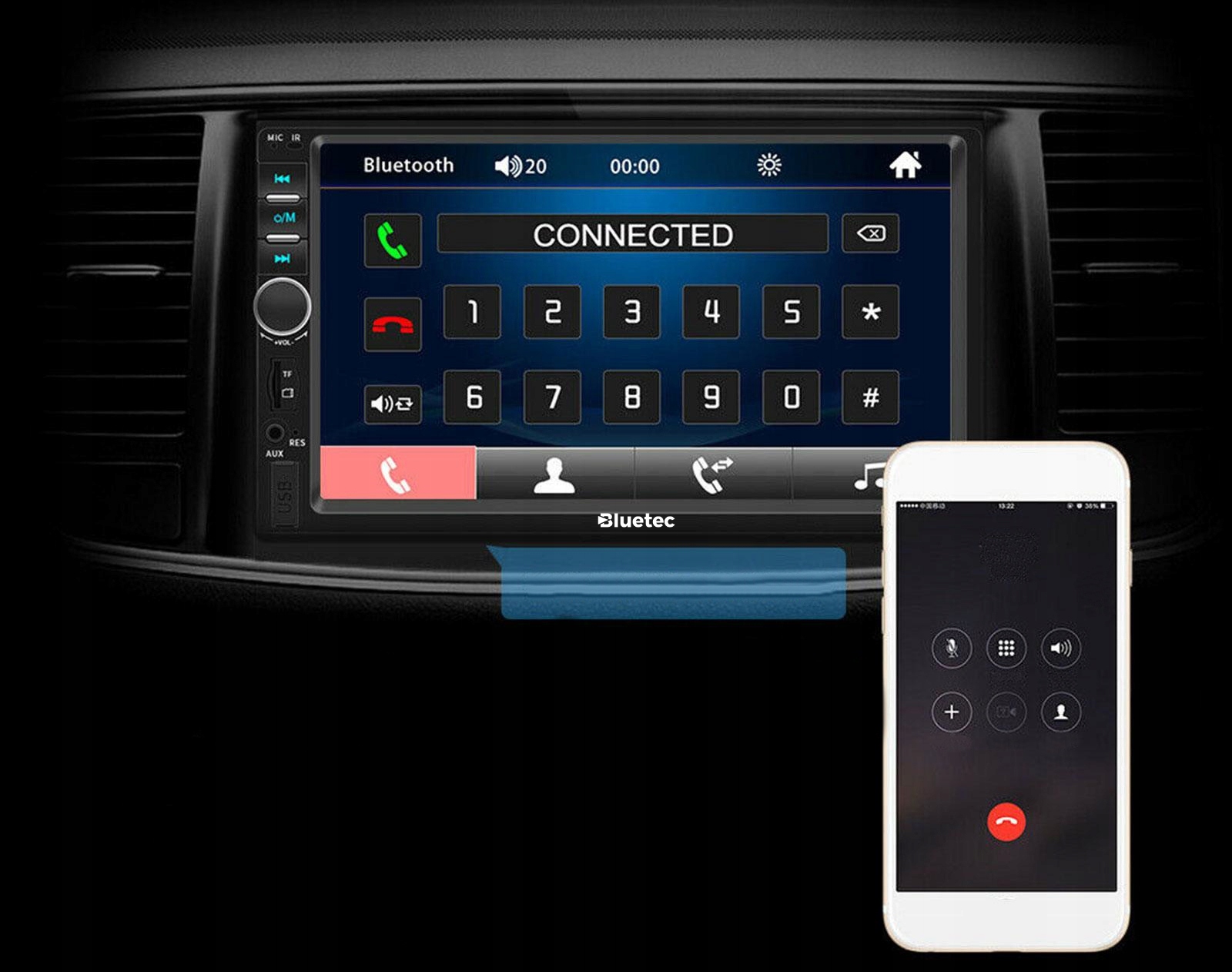 RADIO SAMOCHODOWE BLUETOOTH 2 DIN 7" RDS USB MICRO SD 4x50W KAMERA COFANIA Złącza AUX USB
