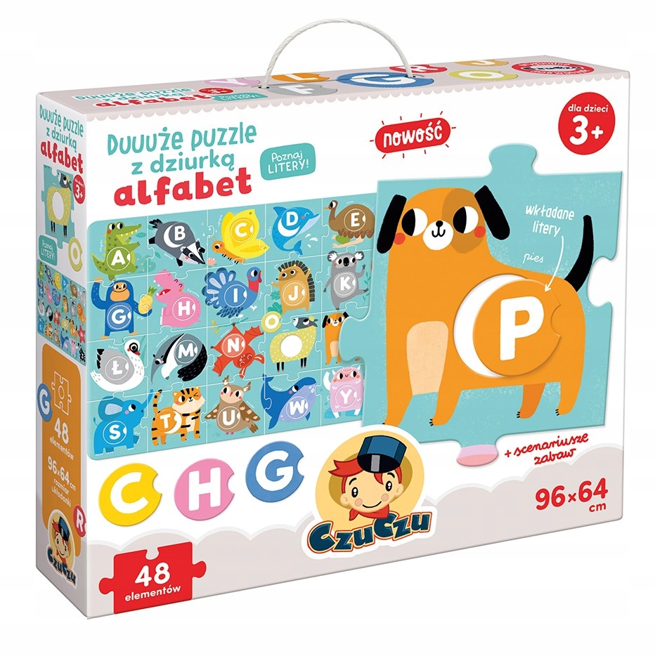 

Czuczu Duże Puzzle Z Z Dziurką Alfabet literki +3l
