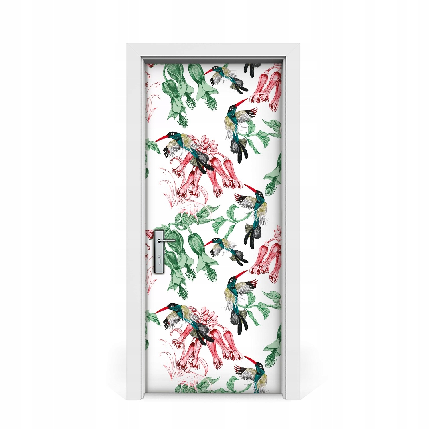 

Naklejka na drzwi okleina Zioła i Ptaki 85x205