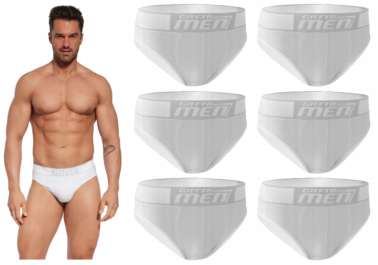 6X GATTA SLIPY MAJTKI BAWEŁNA BIAŁE XXL