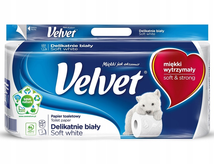

Velvet Papier Toaletowy Biały Delikatny 8 Rolek
