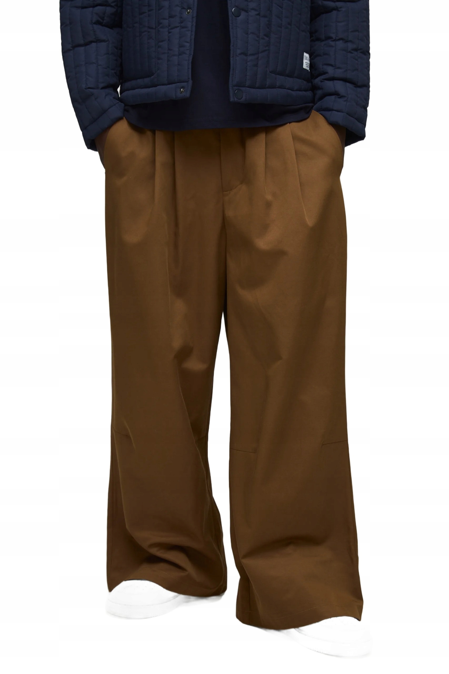 Boohooman Pánské Elegantní Hnědé Rovné Kalhoty S Manžetou 32 Z3A