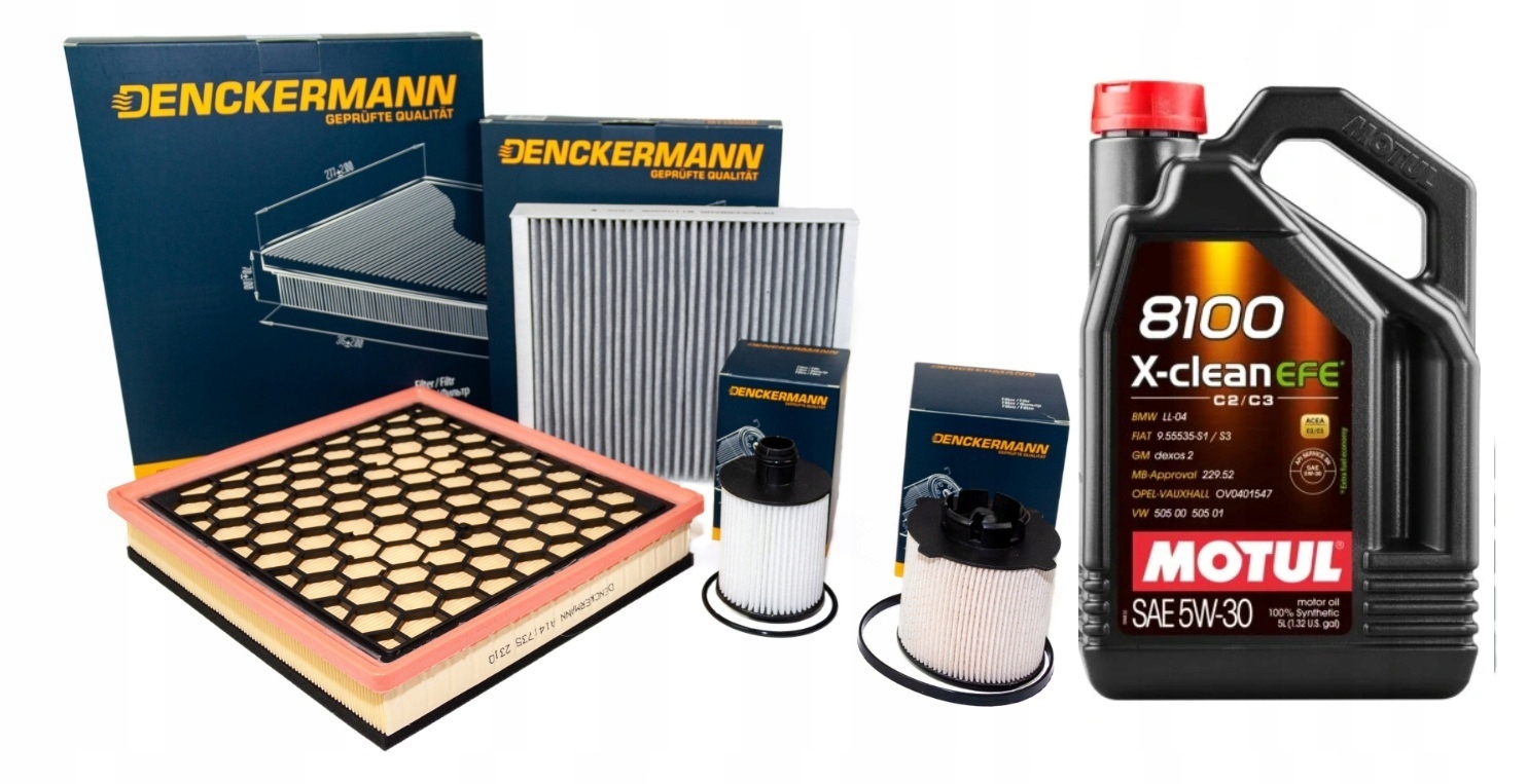 Sada 4 filtrů Opel Insignia A 2.0 Cdti olej Motul 5W30 X-clean Efe 5L