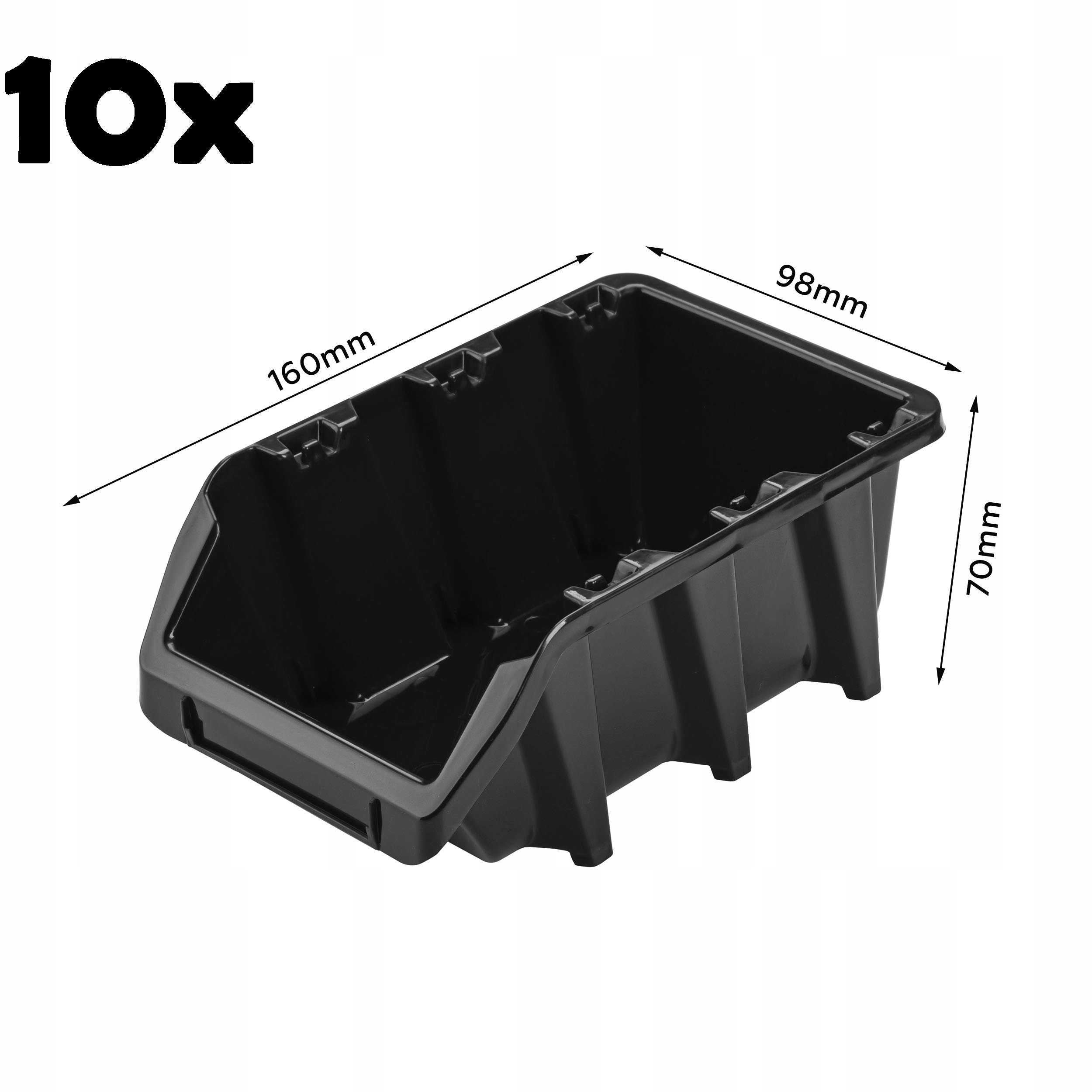 

10 Pojemników magazynowych 98x160x70 mm warsztat
