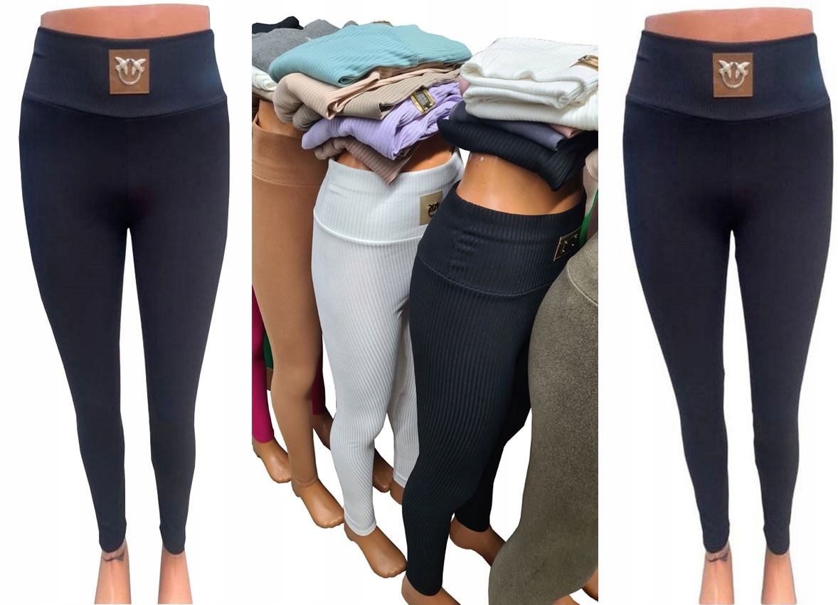 LEGGINSY ZŁOTE JASKÓŁKI PRĄŻKOWANE GETRY PTASZKI FITNESS PIMKO PRĄŻEK S