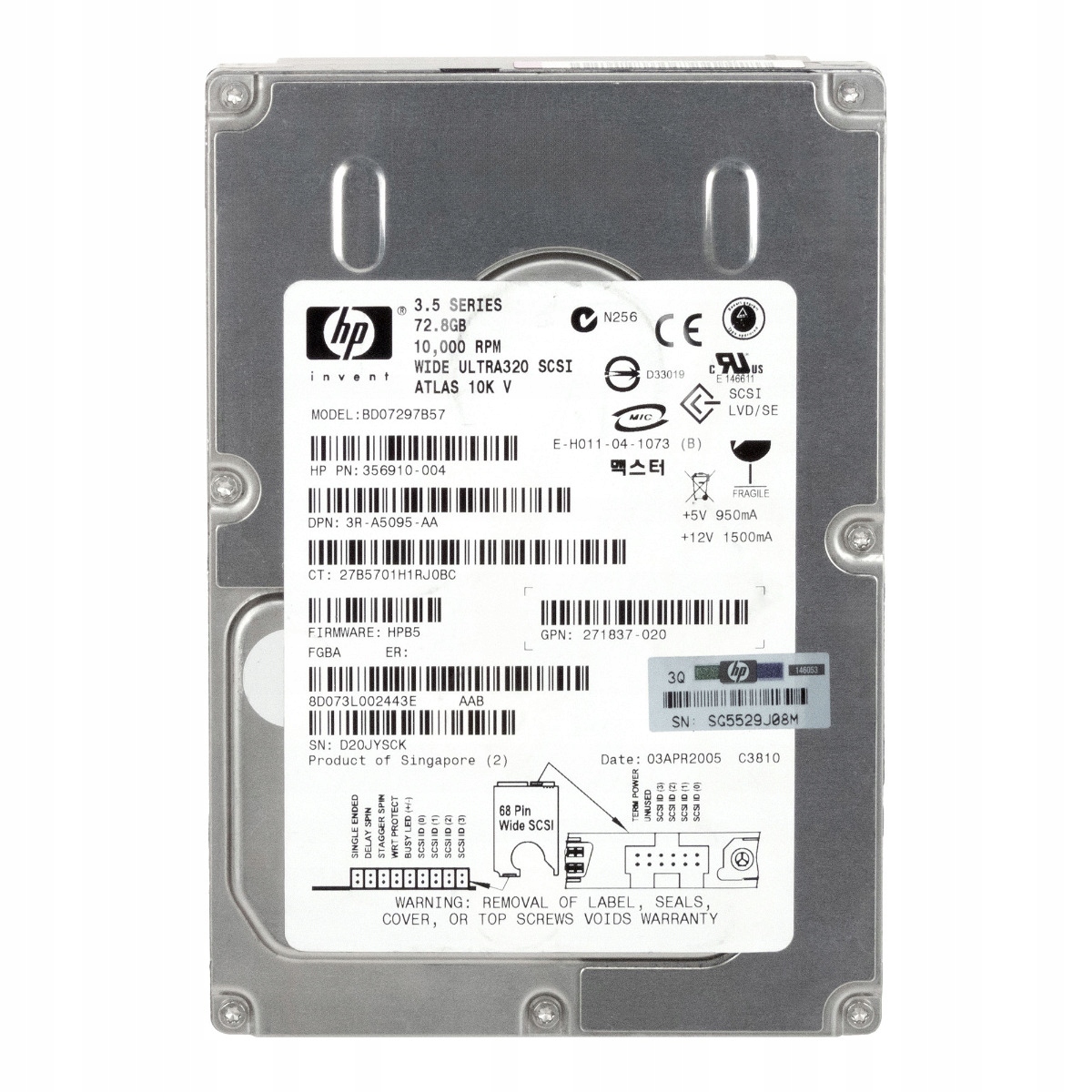 Hp 356910-004 72,8 Gb 10K Scsi U320 3,5'' BD07297B57