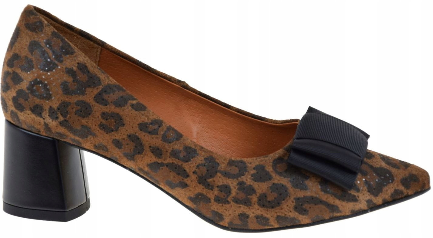 Dámské lodičky s leopardím vzorem kůže podpatek sloupek špička špice Veronna 957 VEL.39