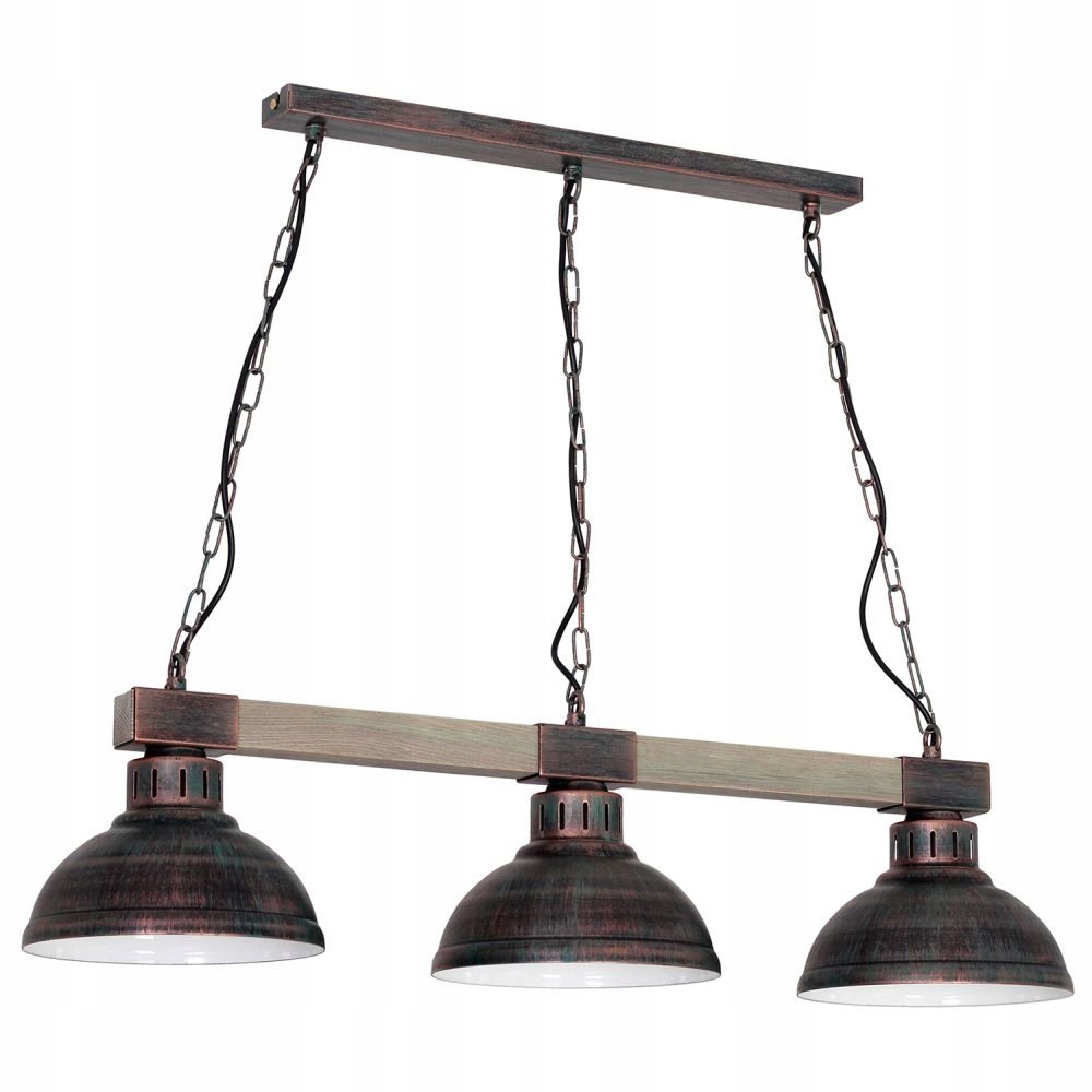 Trojitá závesná lampa na drevenom nosníku Hakon 9058 Luminex