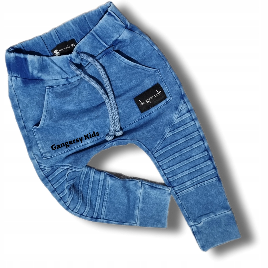 Spodnie baggy dekatyzowane Despacito niebieskie