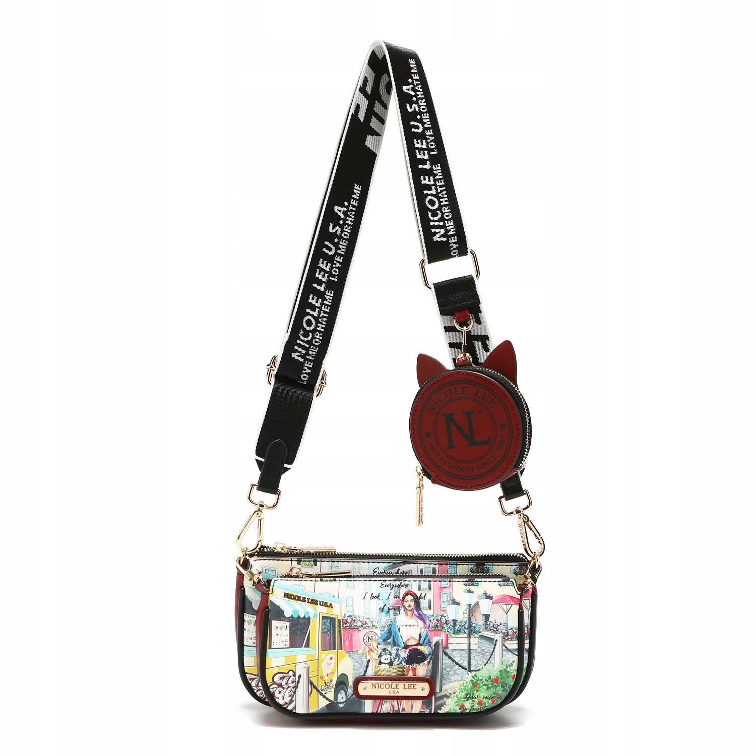 

Torebka listonoszka 3 części brelok pasek Nl