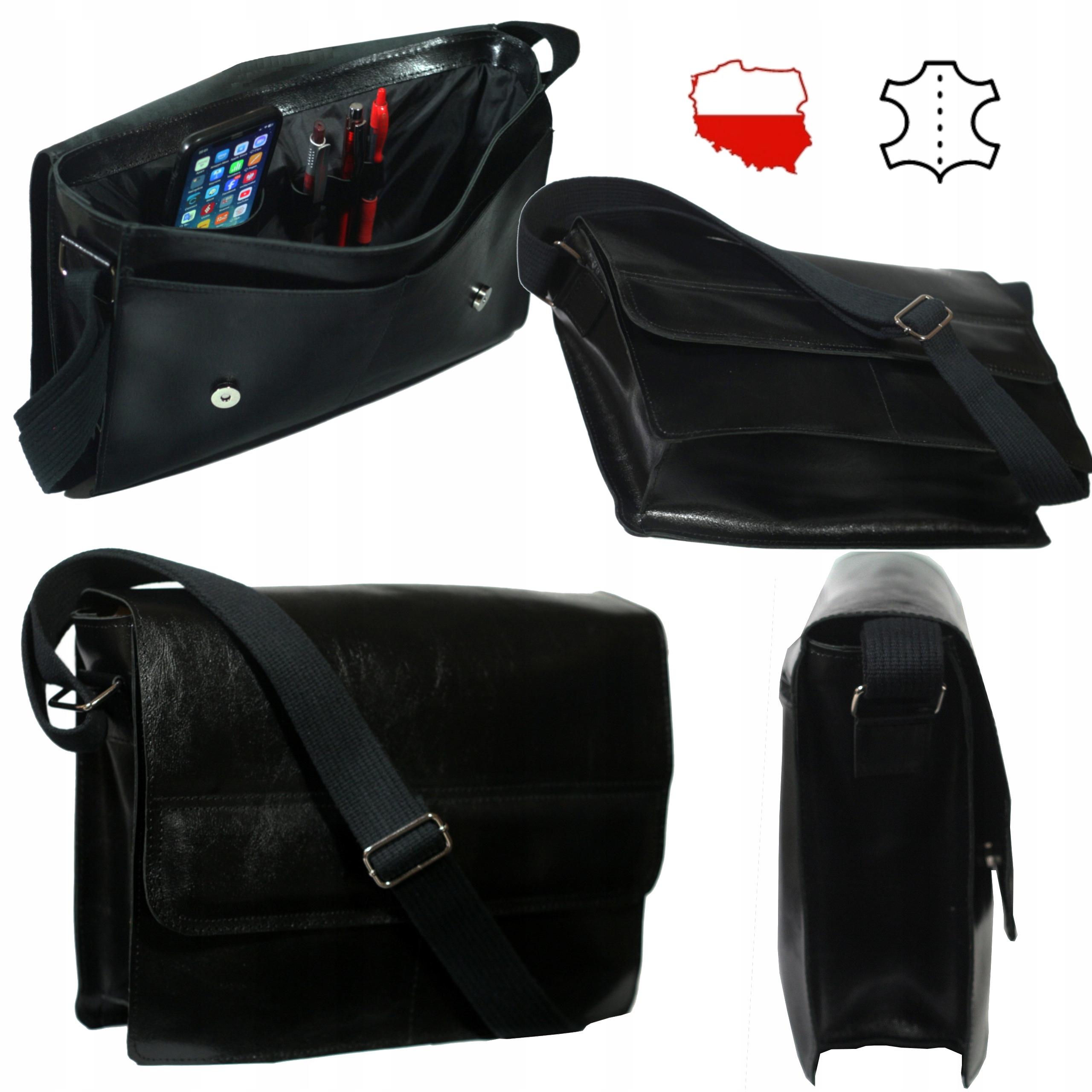 Pánská kožená taška přes rameno kabelka přes rameno vintage polská výroba A4