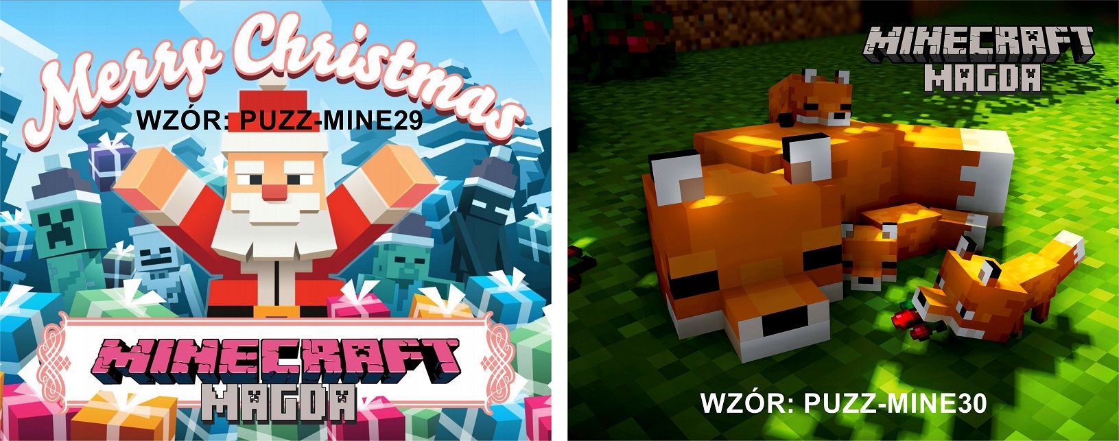 Puzzle + IMIĘ + pudełko MINECRAFT A3 252el Materiał karton papier