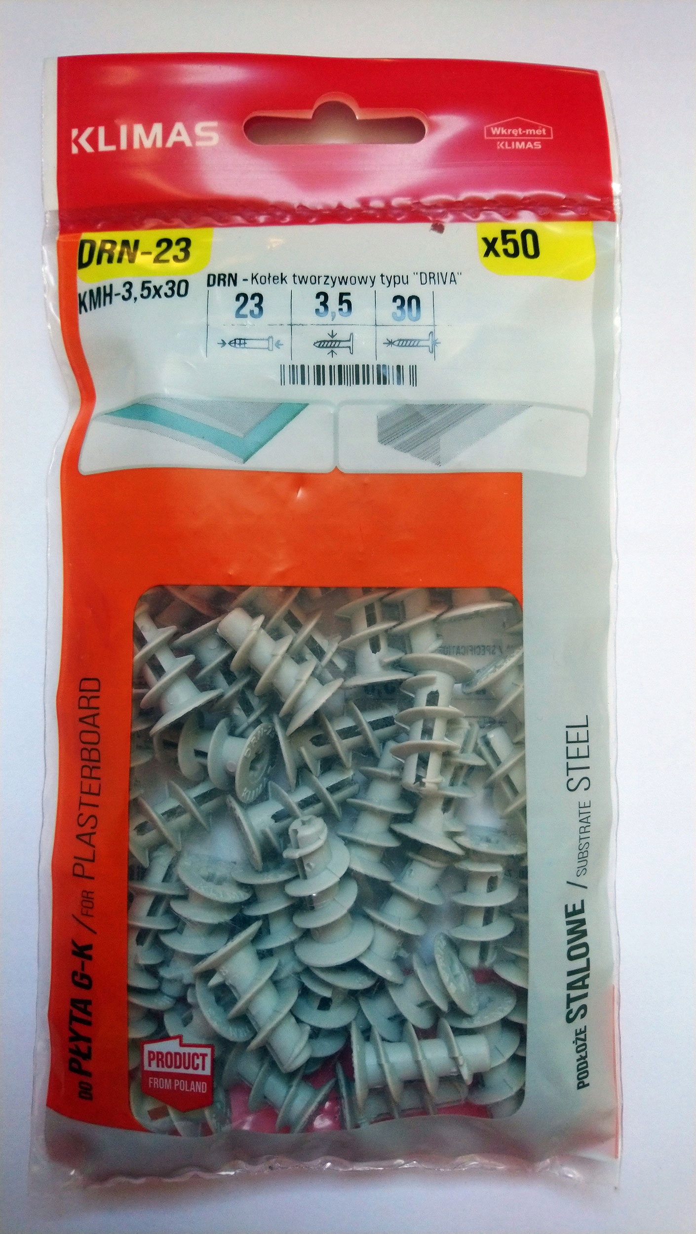 

Kołki kołek do Gk ślimakowy Klimas W-DRN-23 50szt