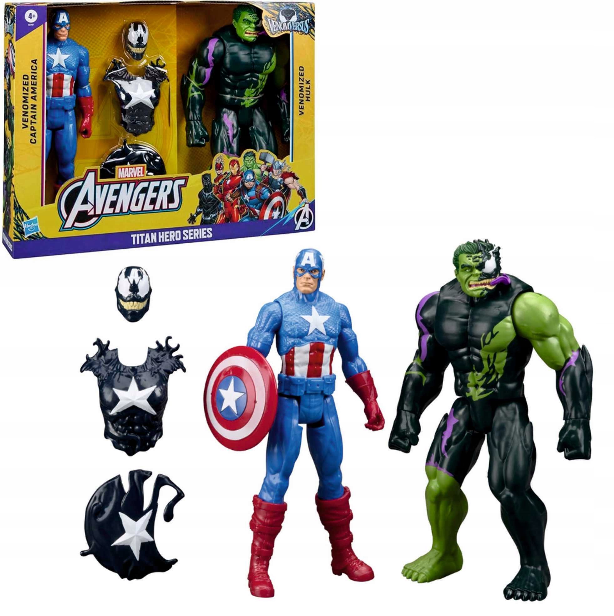 Zestaw Figurek 30cm Marvel Avengers Titan Hero Venomized Hulk Kapitan Amery
