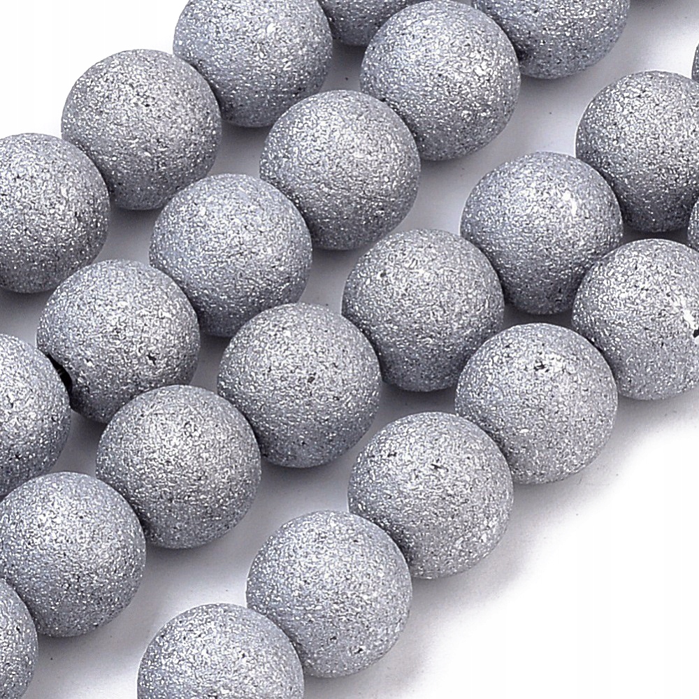 Koraliki Stardust Galwanizowane Srebrne 8mm 40szt