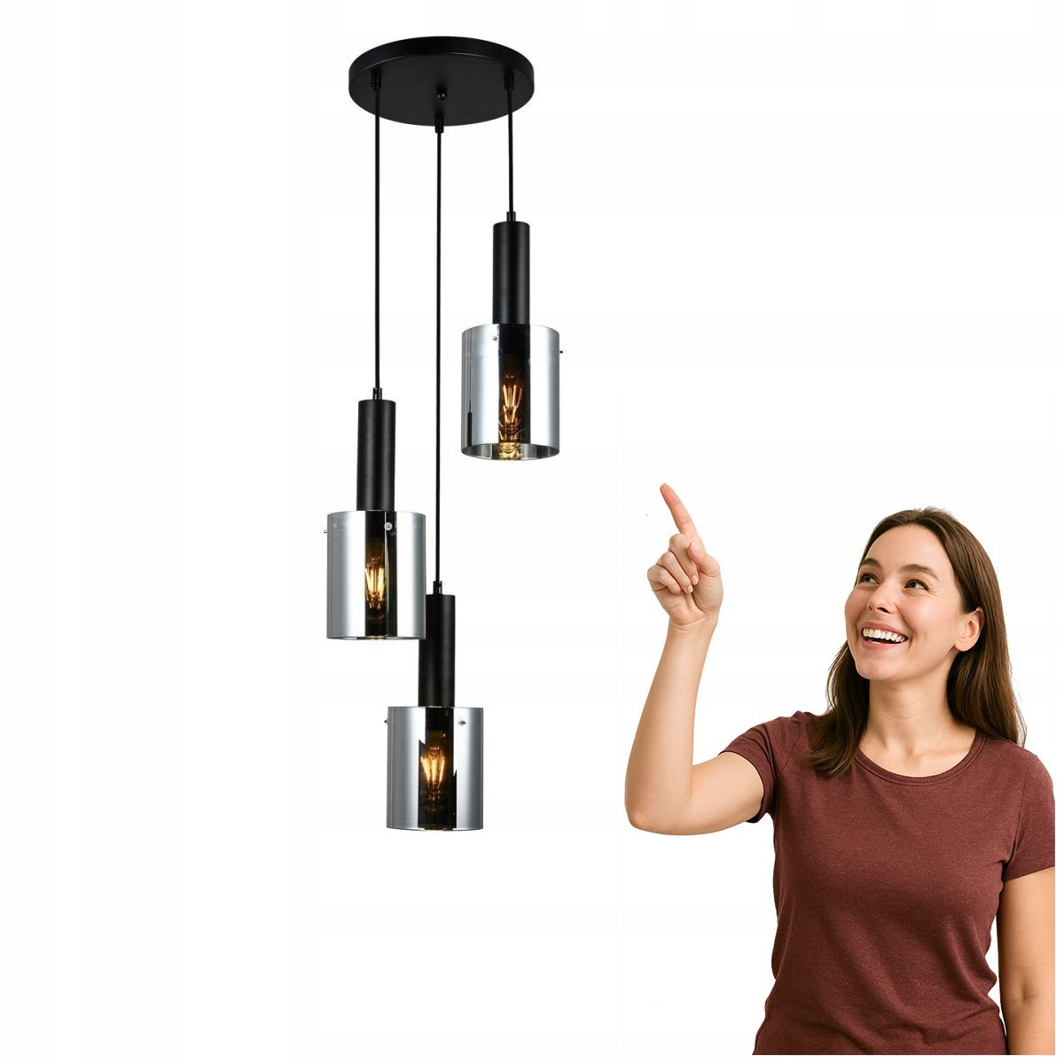 Závěsná lampa Sardo PND-5581-3A-BK+SG Italux