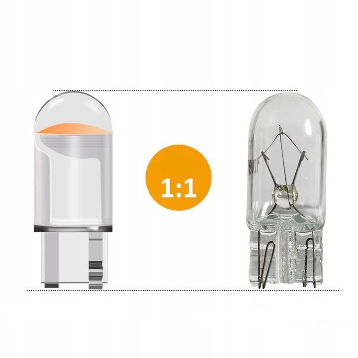 Dioda LED COB W5W T10 TRANSPARENTNA BIAŁA 12V Model biała