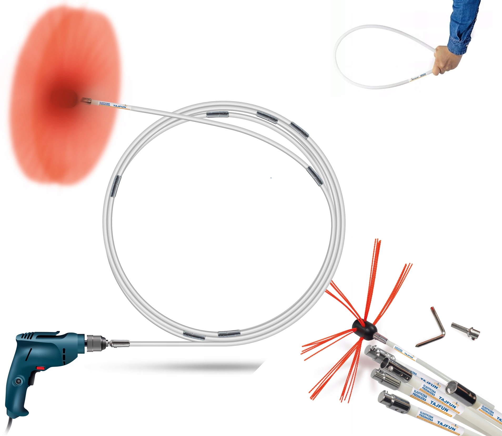 Набор для чистки дымохода дрель тайфун 9м