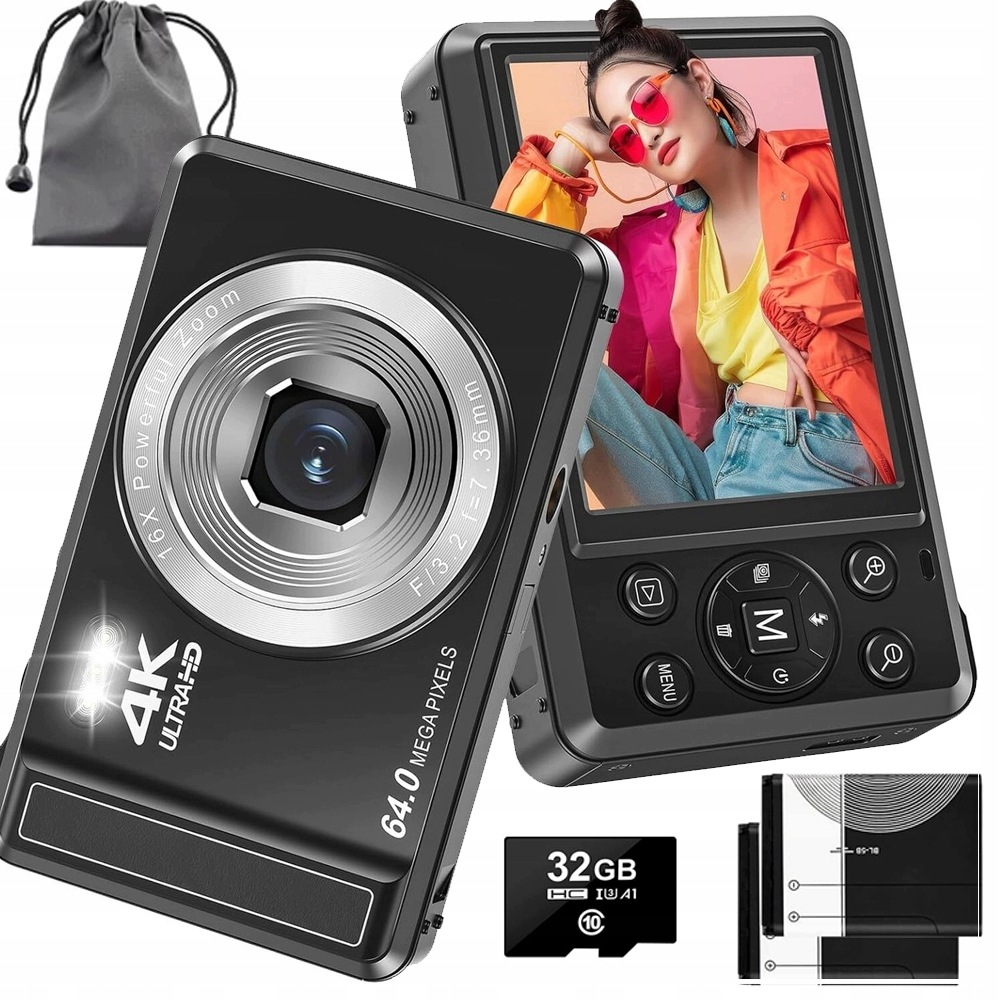 Digitální Fotoaparát Uhd 4K 64MP S 16NÁSOBNÝM Zoomem A Plnicím Světlem