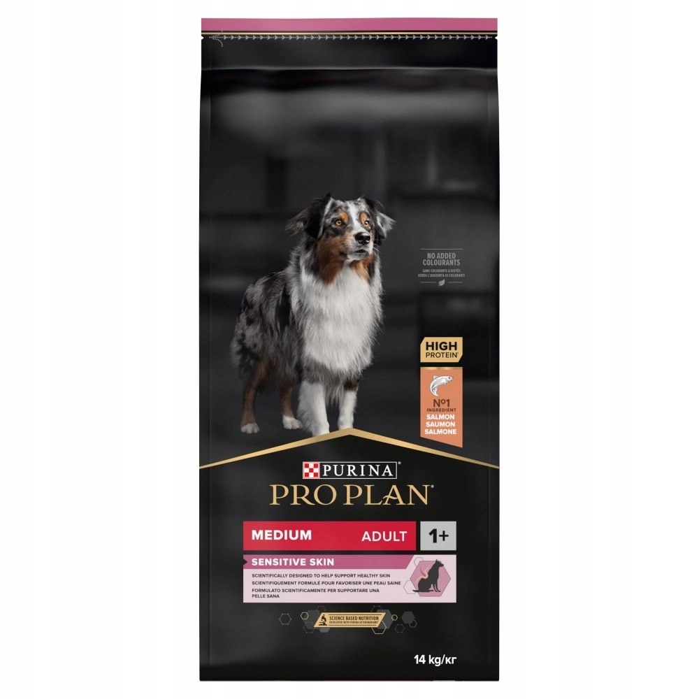 Levně Purina Pro Plan Medium Adult Sensitive Skin Optiderma Losos a Rýže 14kg Krmivo pro psy se sklonem k citlivé kůži