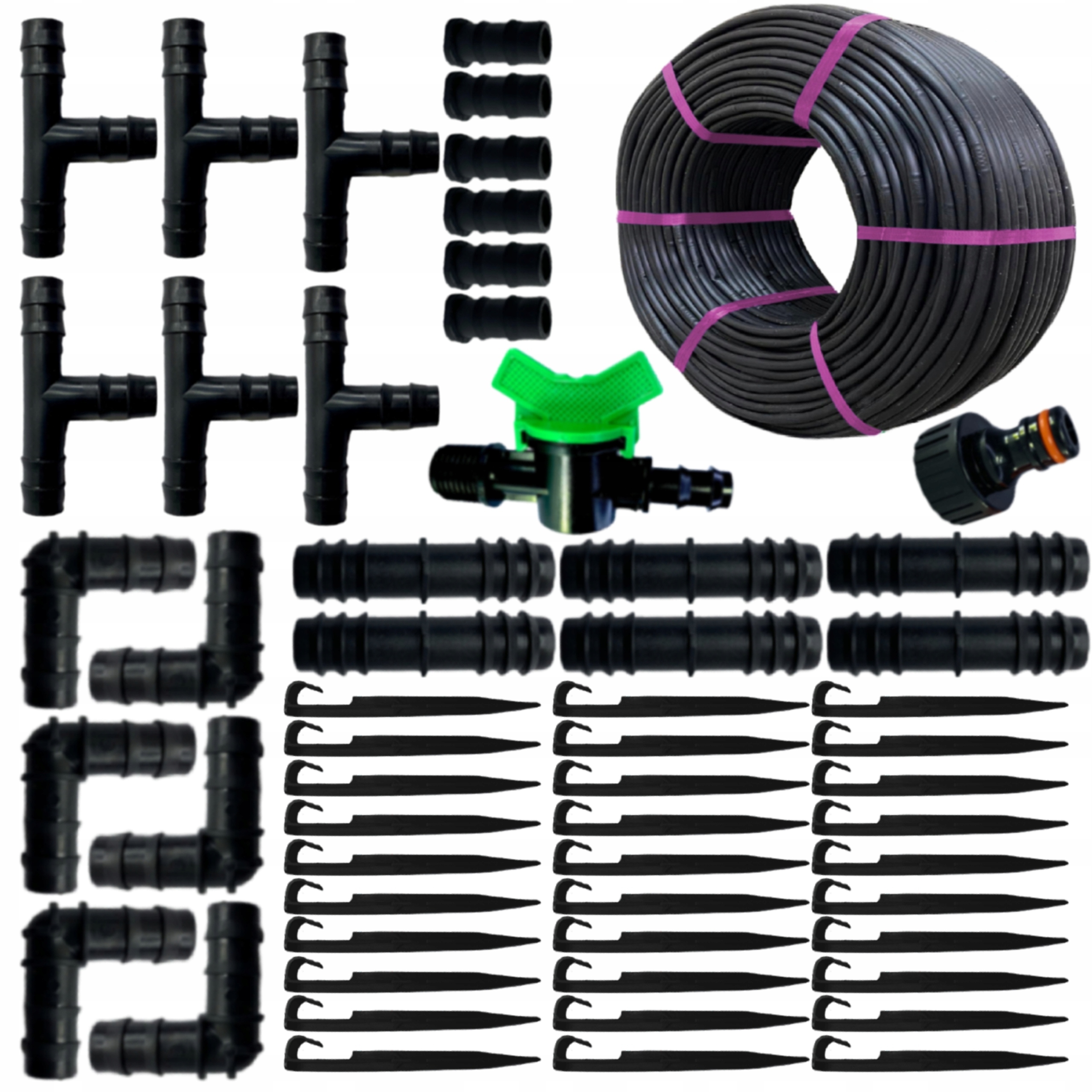 Linia kroplująca nawadnianie kropelkowe 50m+76el. mocny wąż kropelkujący