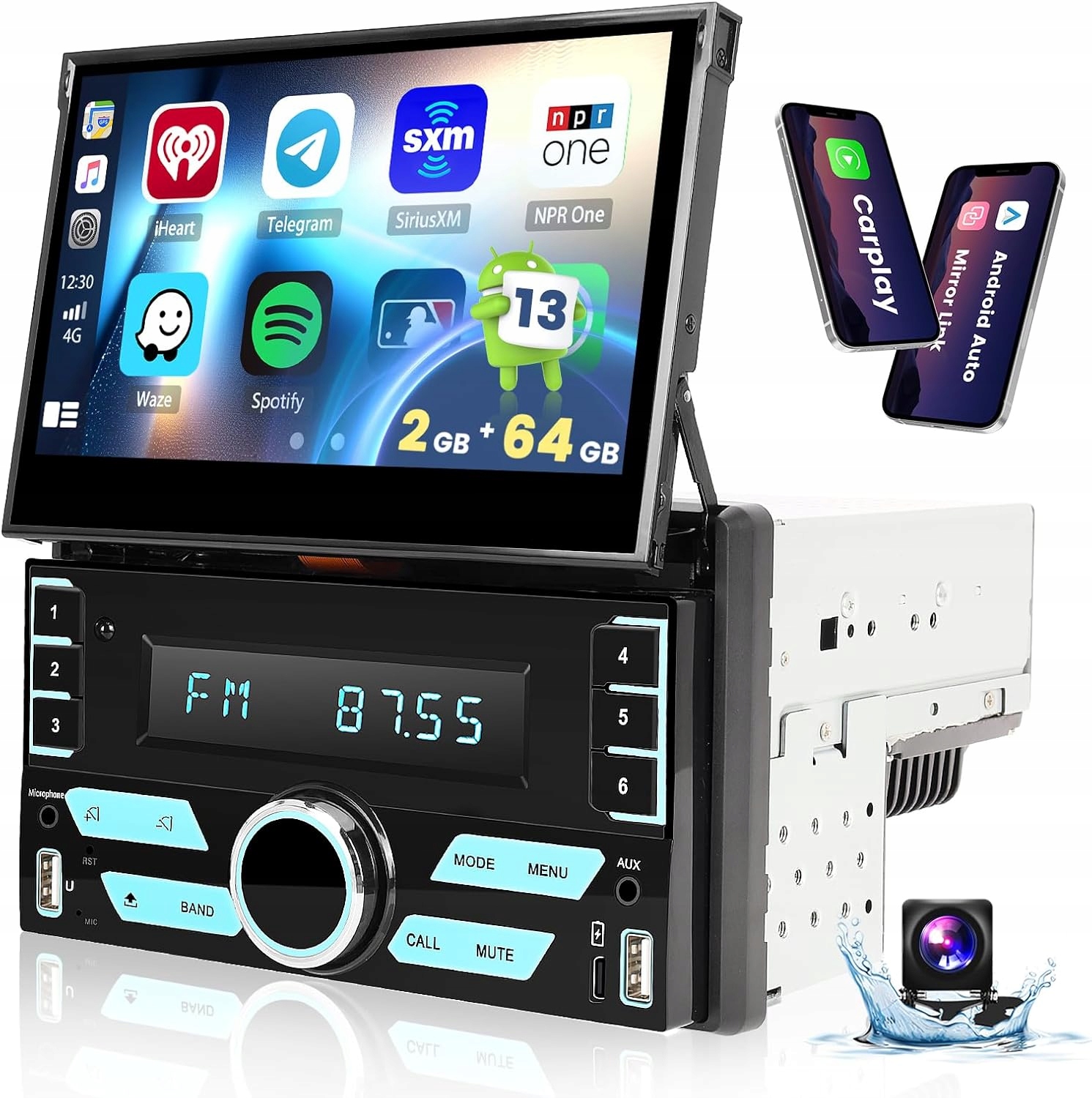 Inefala Autorádio 2G/64G Bluetooth 2 Din s 7" dotykovým displejem