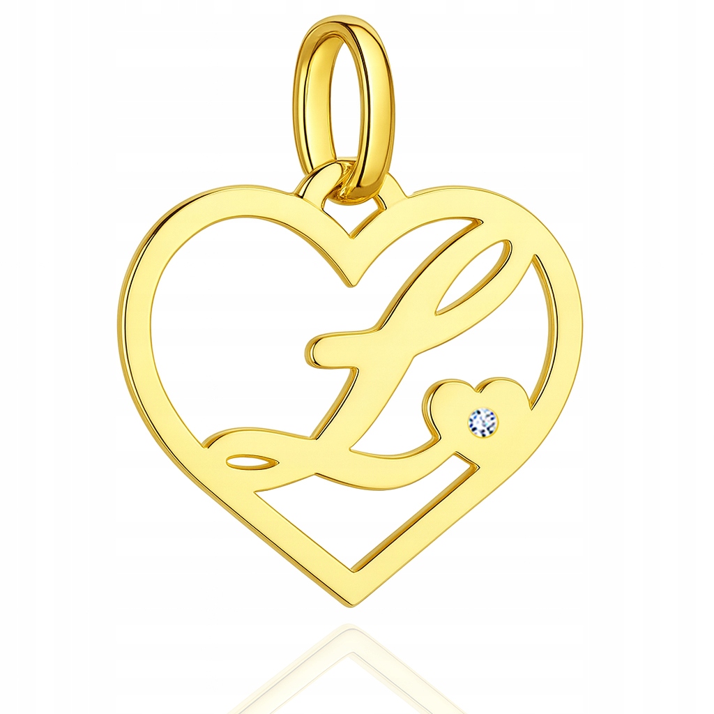 Zlatý Přívěsek S Briliantem AU585 Písmeno L V Srdci